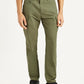 Men's Olive Slim Fit Cargo Trousers - Front View