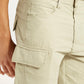 Men's Beige Slim Fit Mid Rise Cargo Trousers - Detail View