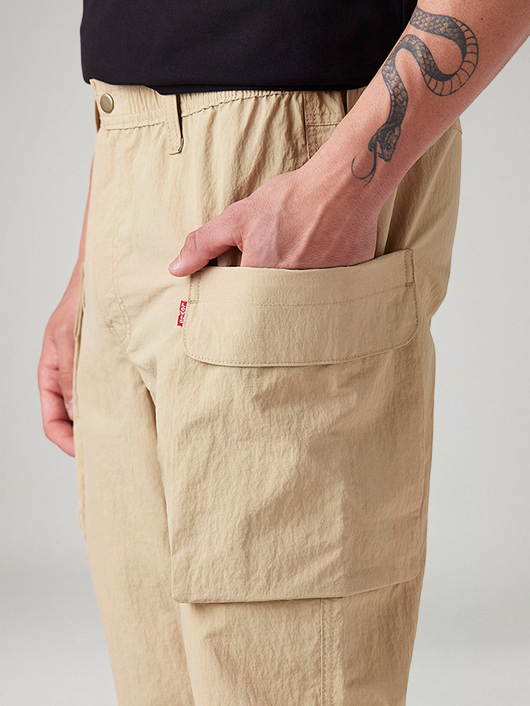 Men's Beige Authentic Relaxed Straight Fit Mid Rise Cargos - 20 View