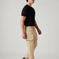 Men's Beige Authentic Relaxed Straight Fit Mid Rise Cargos - Side View