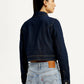 Women's Solid Navy Denim Jacket - Back View