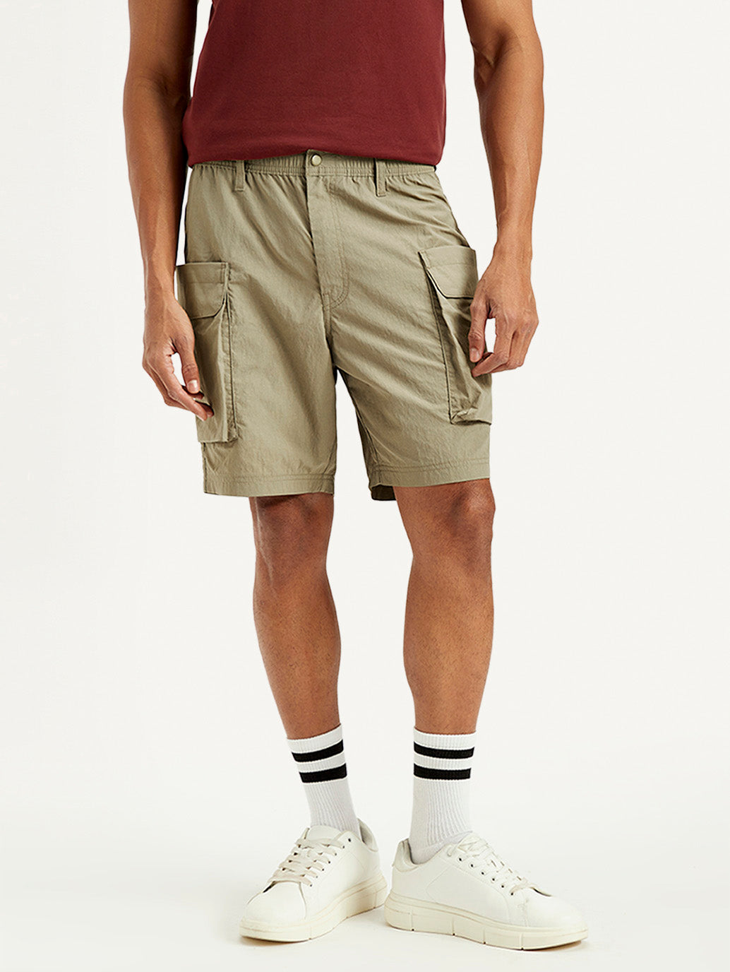 Men's Solid Regular Fit Shorts - Front View