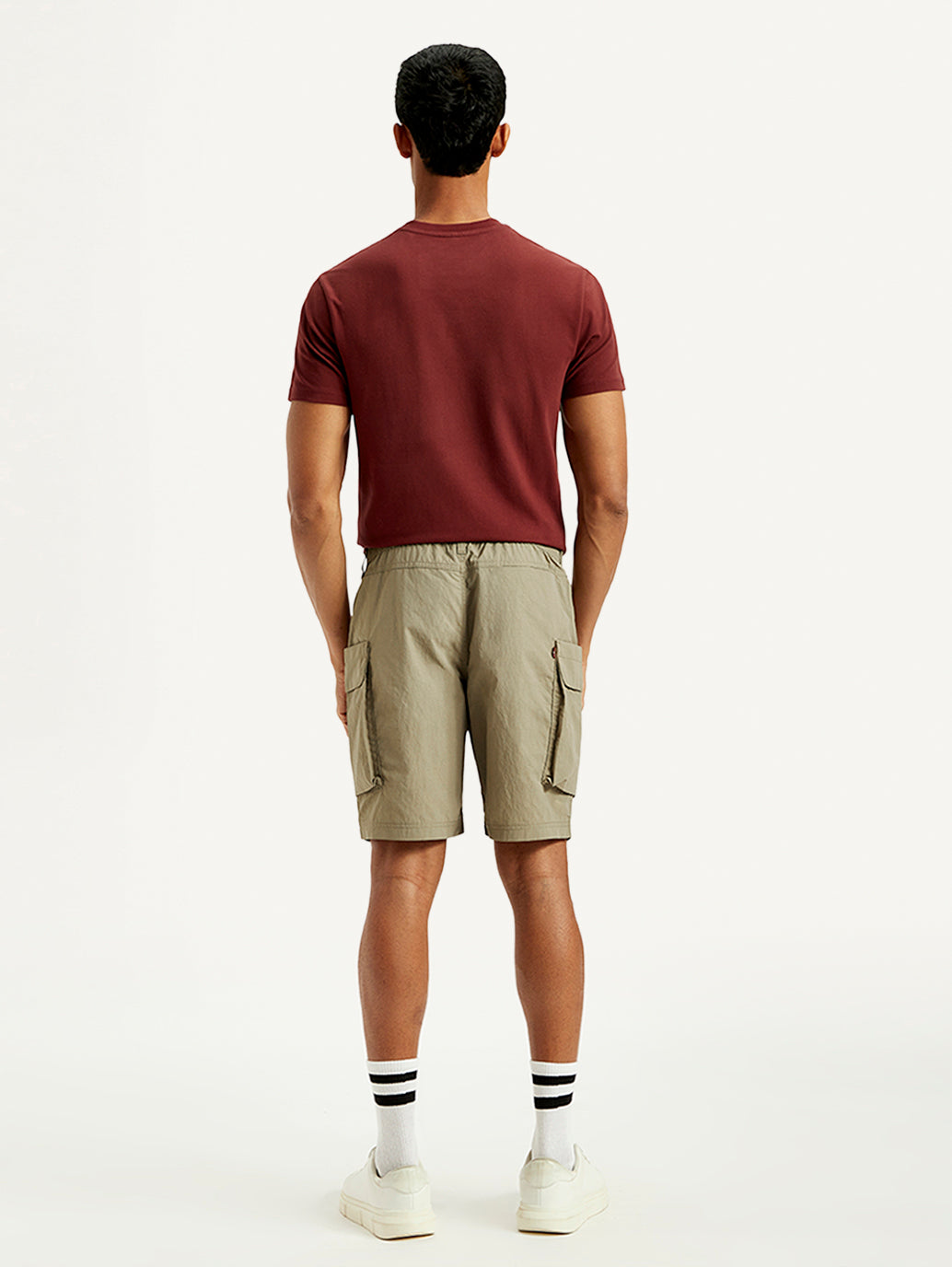 Men's Solid Regular Fit Shorts - Back View