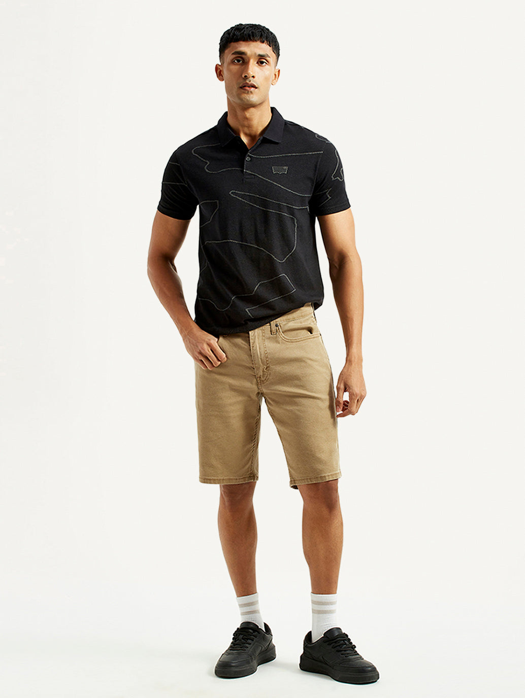 Men's Khaki Tapered Shorts