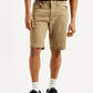 Men's Khaki Tapered Shorts - Front View