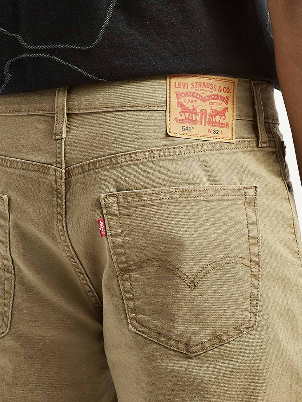 Men's Khaki Tapered Shorts - Detail View