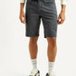 Men's Grey Tapered Mid Rise Shorts - Front View