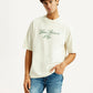 Men's Embroidered Cream Crew Neck T-shirt - Styleshot View