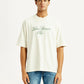 Men's Embroidered Cream Crew Neck T-shirt - Front View