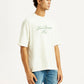 Men's Embroidered Cream Crew Neck T-shirt - Side View