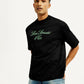 Men's Embroidered Black Crew Neck T-Shirt - Elevated View