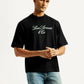 Men's Embroidered Black Crew Neck T-Shirt - Styleshot View