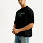 Men's Embroidered Black Crew Neck T-Shirt - Side View