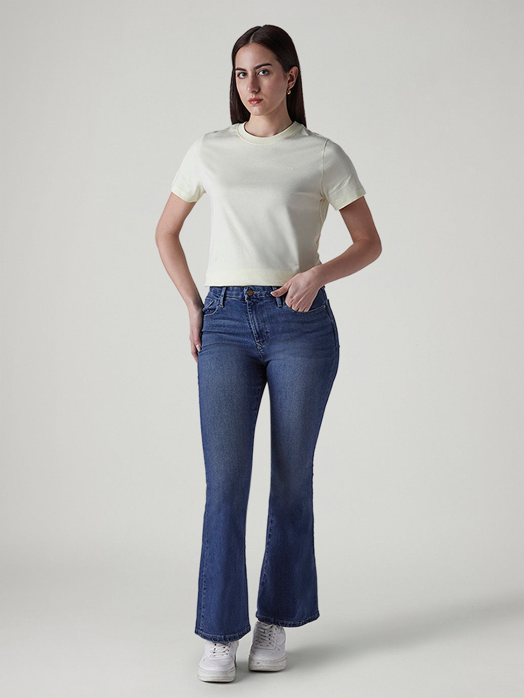 Women's 726 Blue Flared Fit High Rise Redloop Jeans