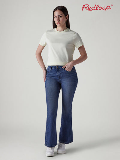 levi's Women's 726 Blue Flared Fit High Rise Redloop Jeans-picture-43