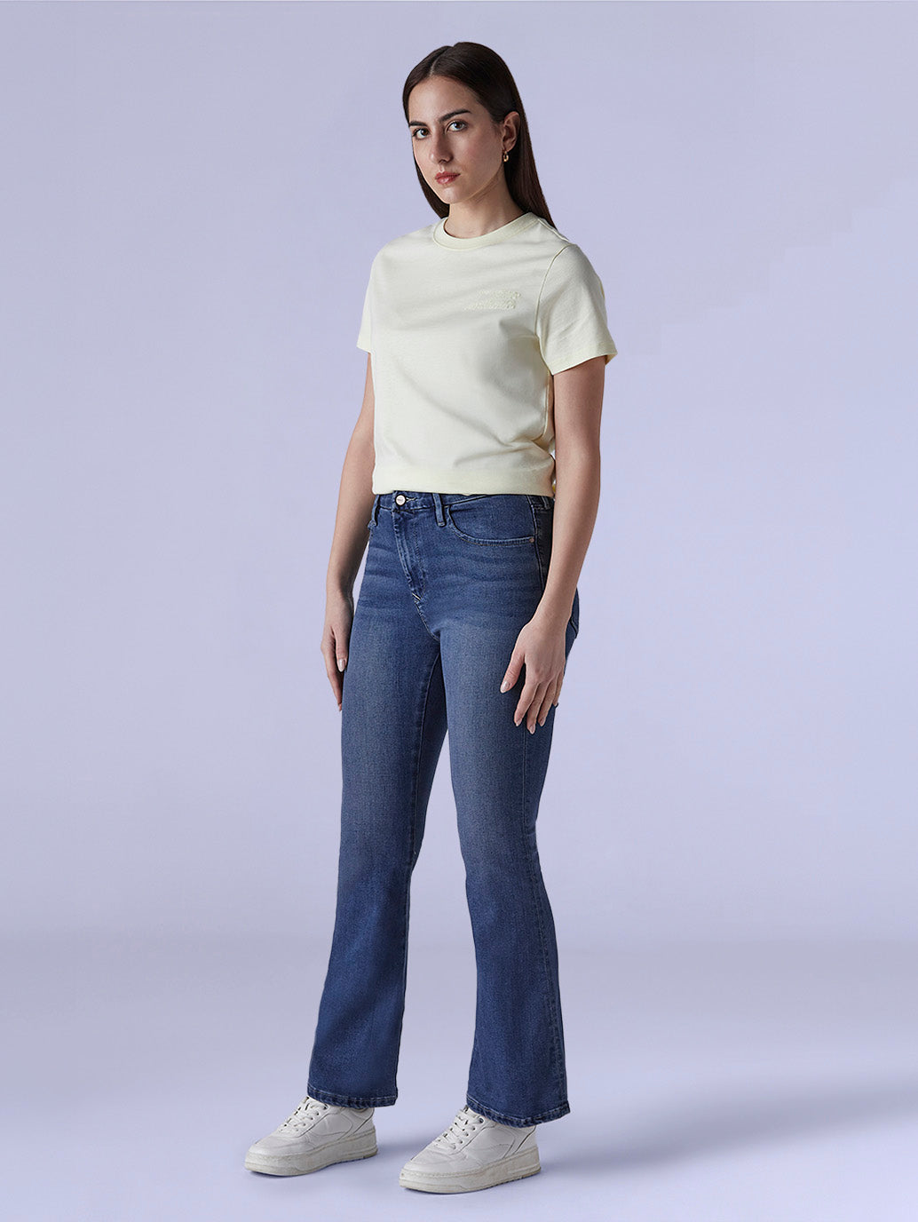 Women's 726 Blue Flared Fit High Rise Redloop Jeans - Side View