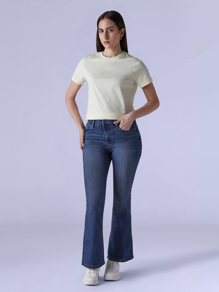 Women's 726 Blue Flared Fit High Rise Redloop Jeans