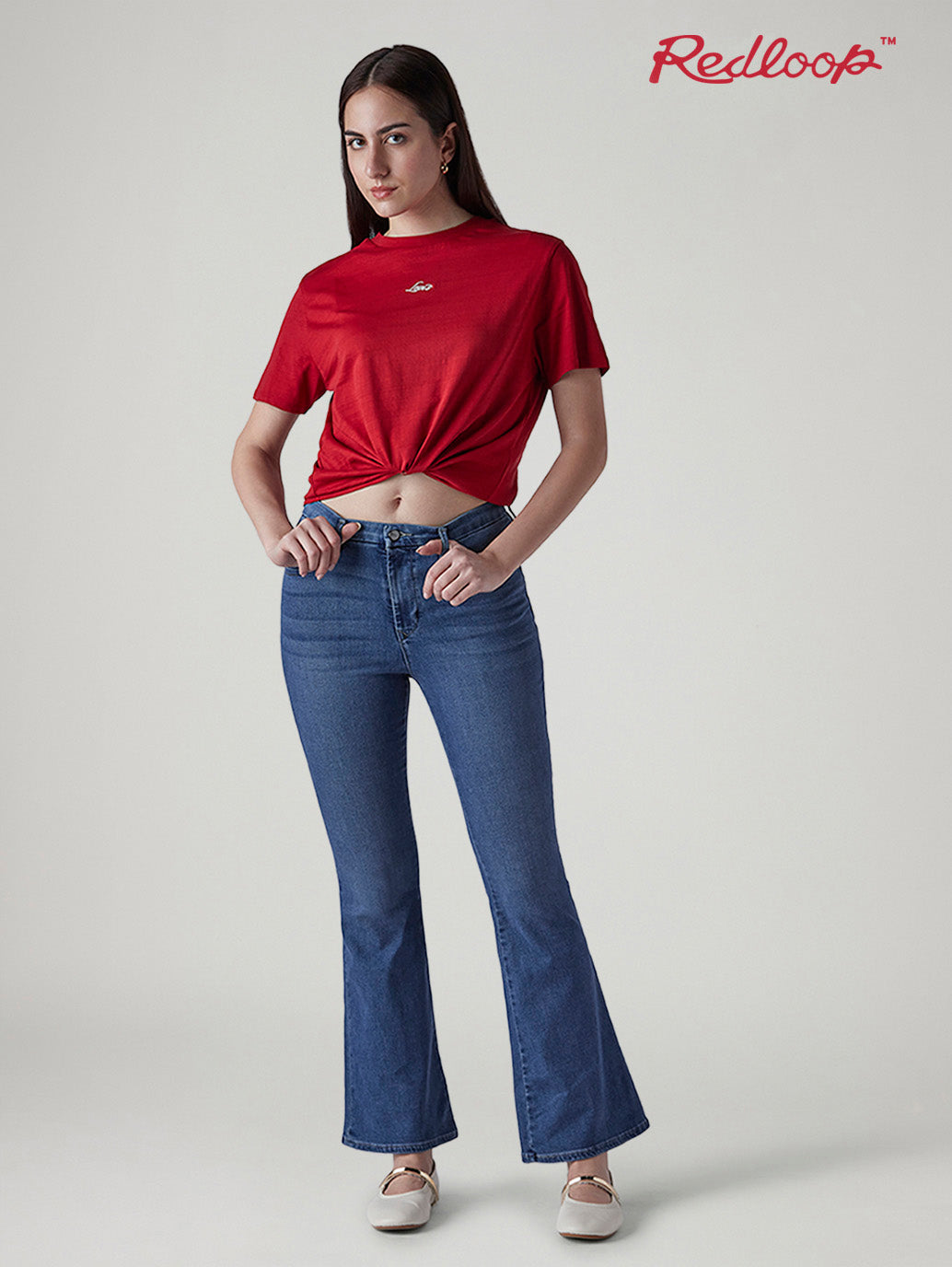 Women's 726 Light Indigo Flared Fit High Rise Redloop Jeans