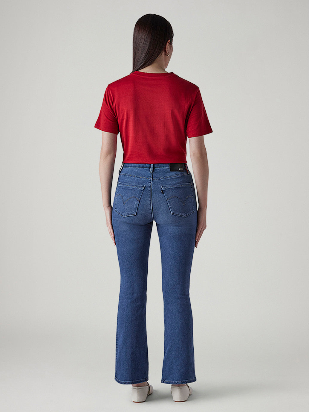 Women's 726 Light Indigo Flared Fit High Rise Redloop Jeans - Back View