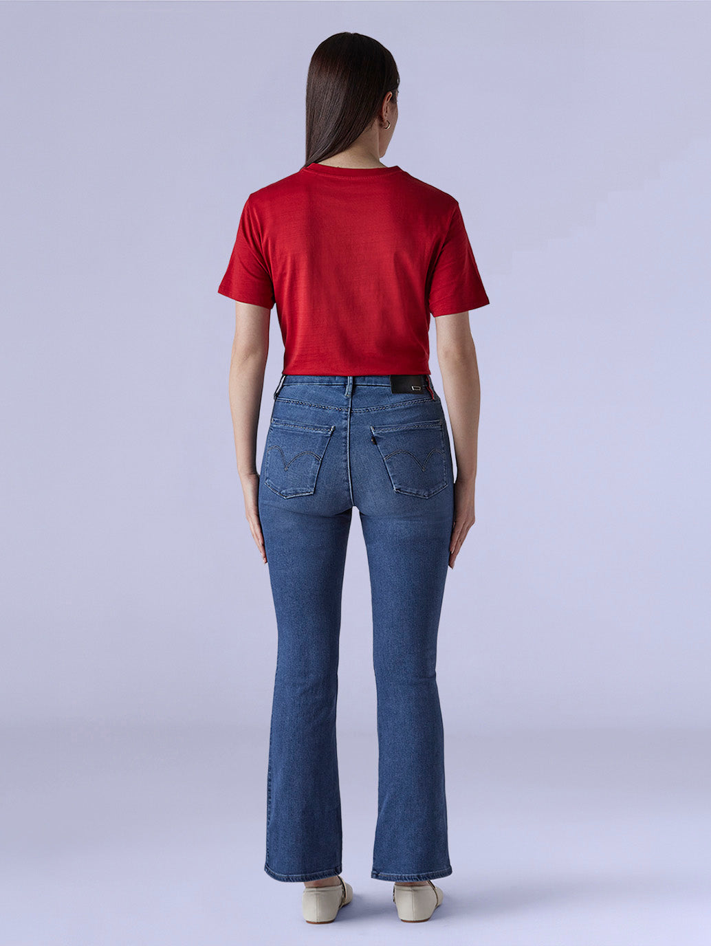 Women's 726 Light Indigo Flared Fit High Rise Redloop Jeans - 6e355702-eaeb-482d-9dc5-950ff3e5e1c4 View