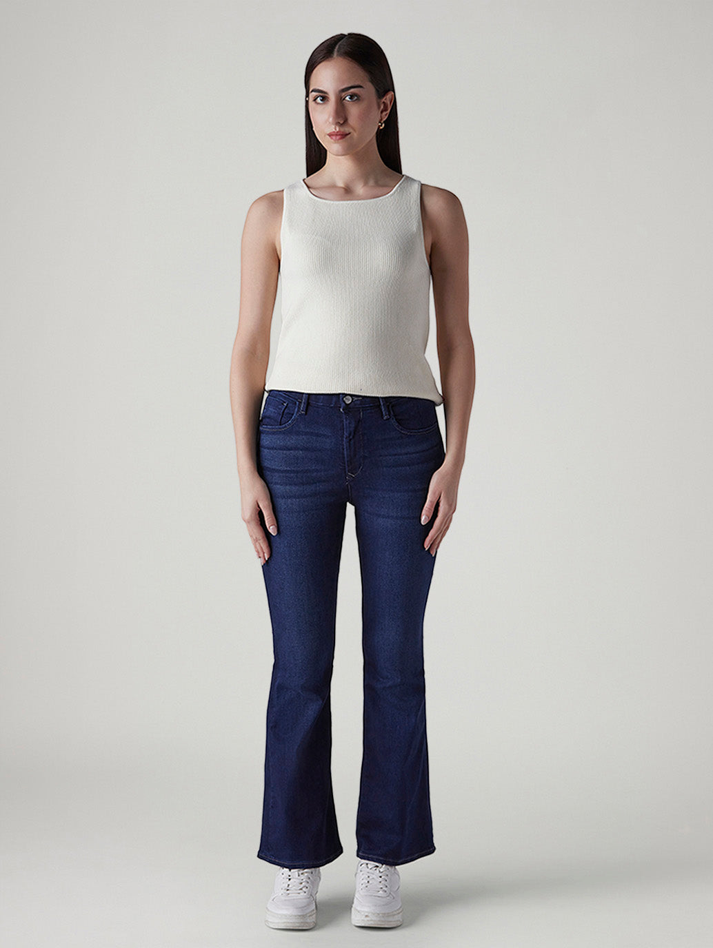 Women's 726 Dark Indigo Flared Fit High Rise Redloop Jeans - Front View