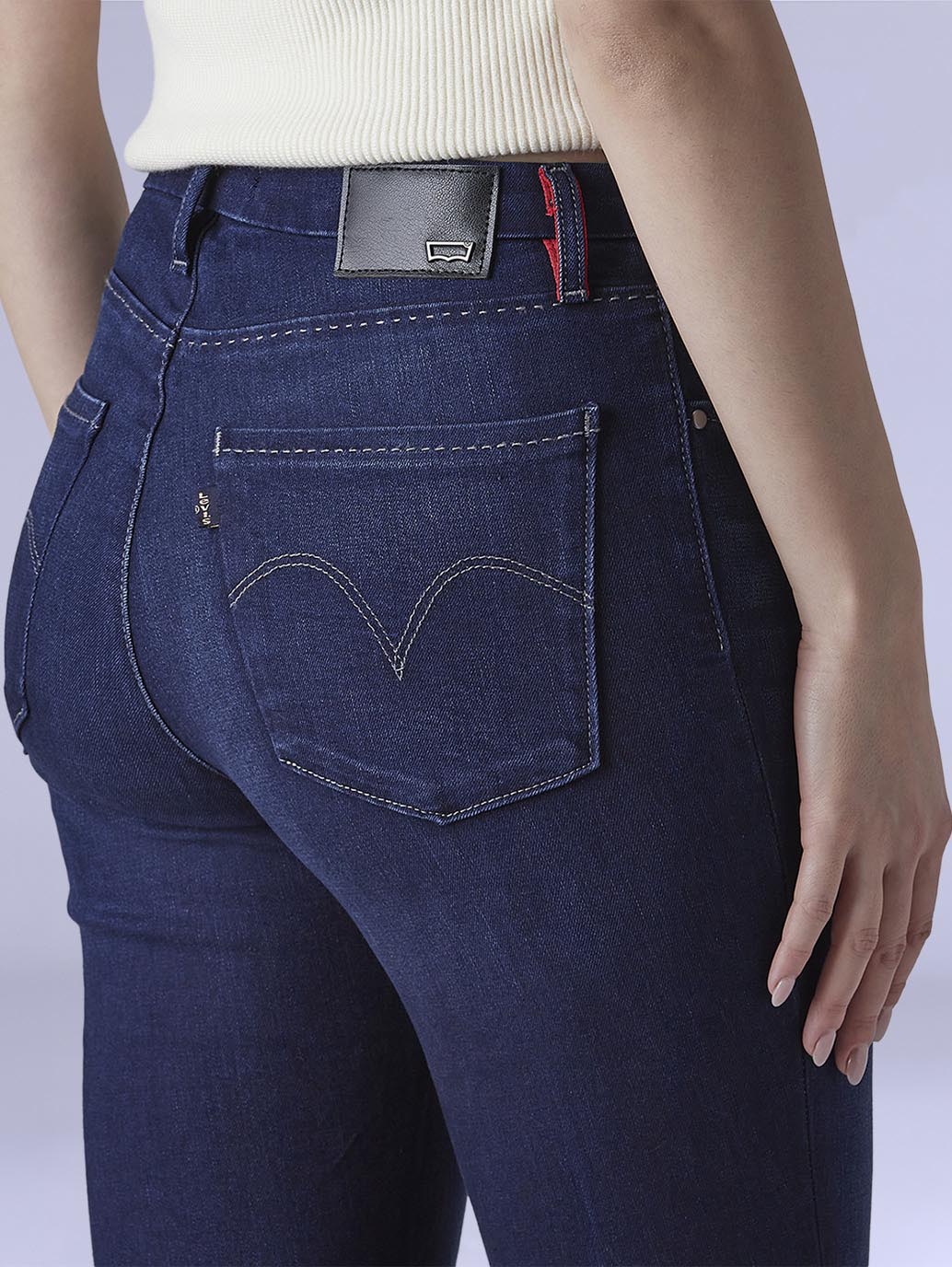 Women's 726 Dark Indigo Flared Fit High Rise Redloop Jeans - Detail View
