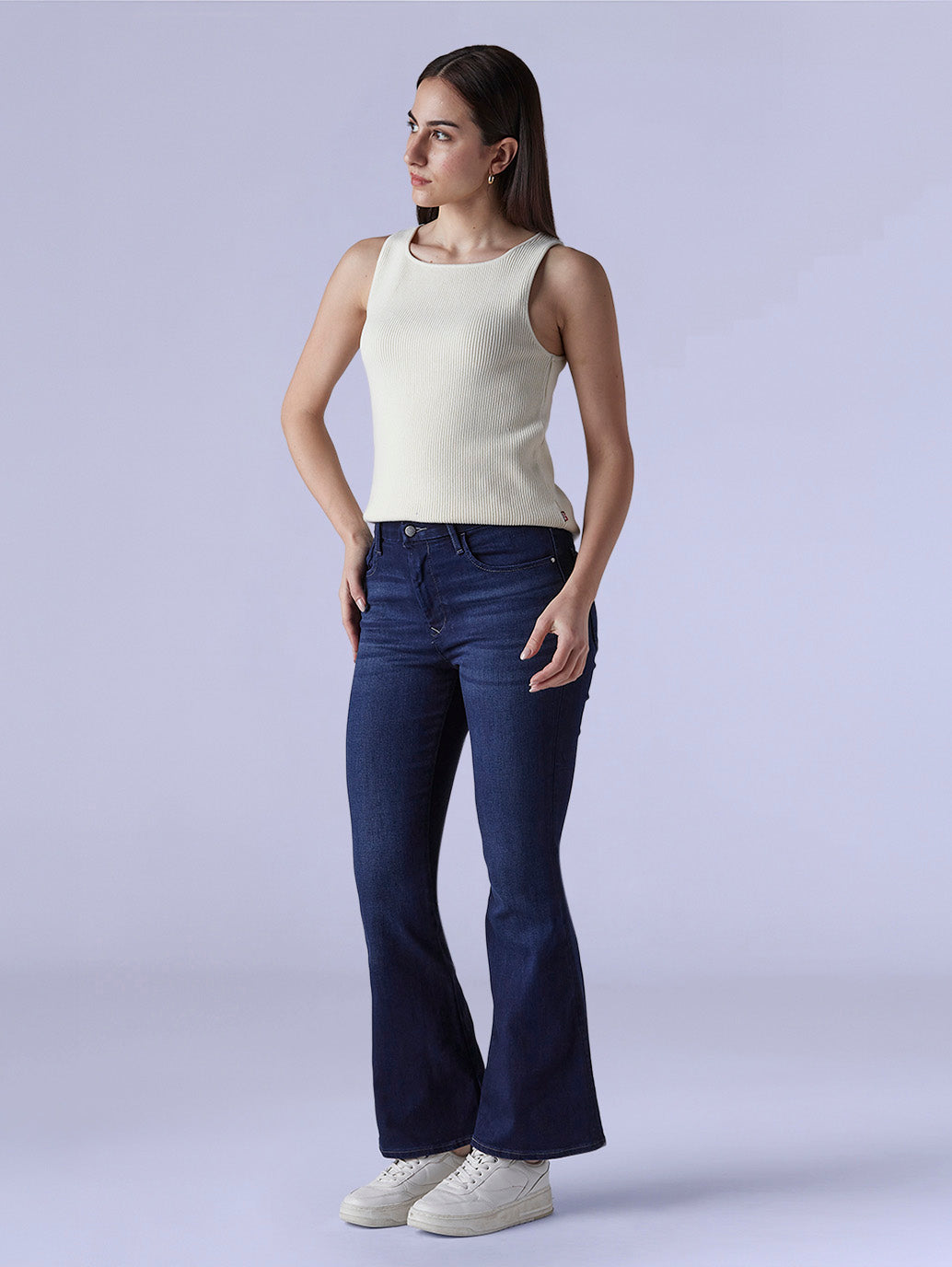 Women's 726 Dark Indigo Flared Fit High Rise Redloop Jeans - 41b023aa-2528-4434-a8f5-c96c786b1941 View