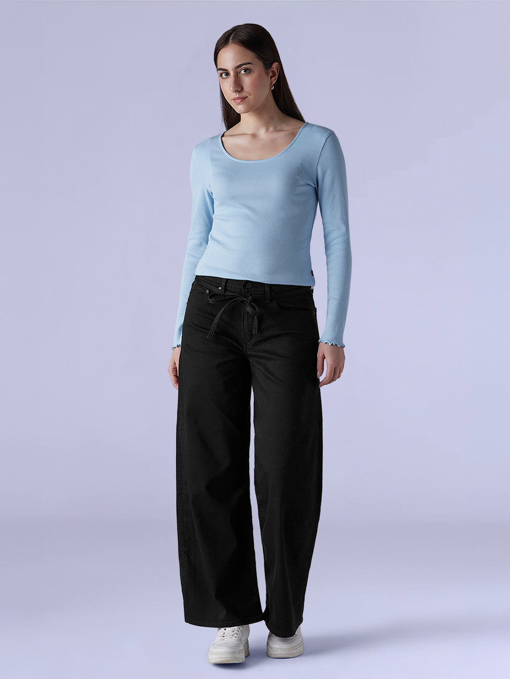 Women's 726 Black Flared Fit High Rise Redloop Jeans - Front View