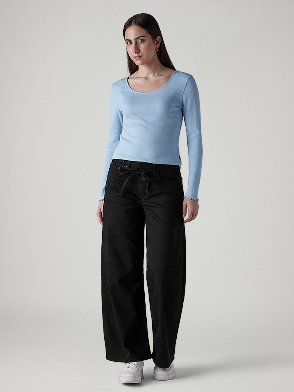 Women's 726 Black Flared Fit High Rise Redloop Jeans - Front View