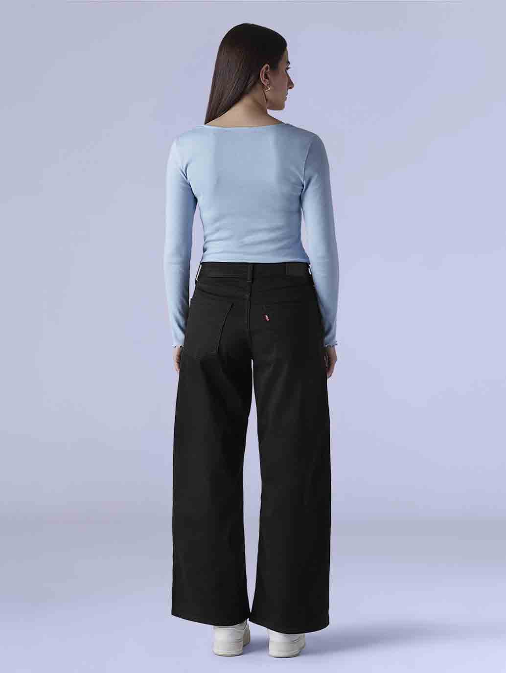 Women's 726 Black Flared Fit High Rise Redloop Jeans - Back View