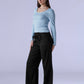 Women's 726 Black Flared Fit High Rise Redloop Jeans - Side View