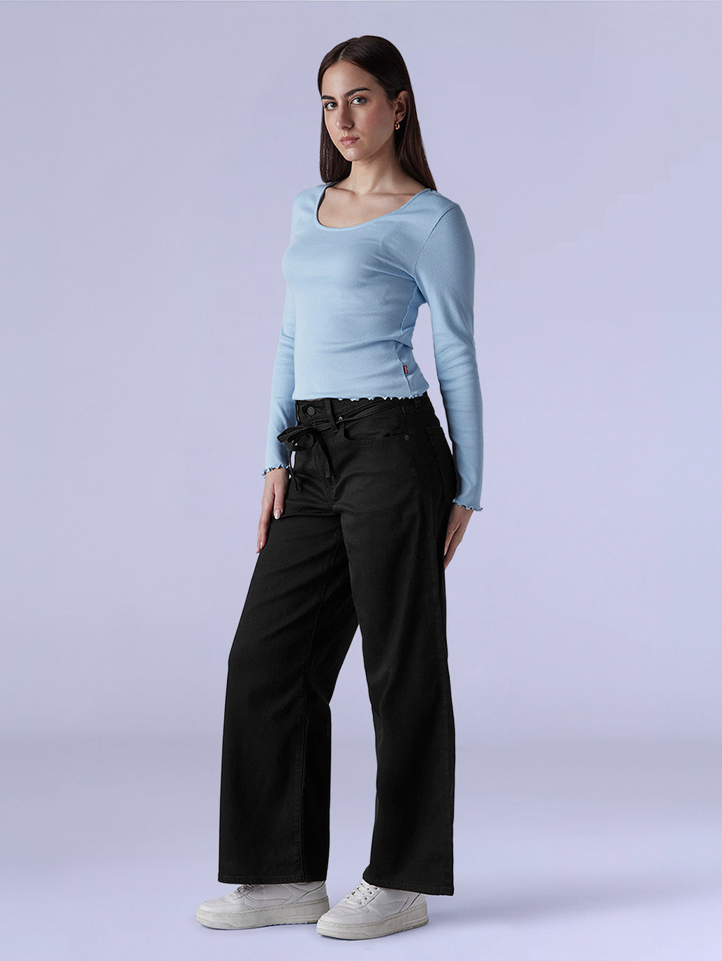 Women's 726 Black Flared Fit High Rise Redloop Jeans - Side View