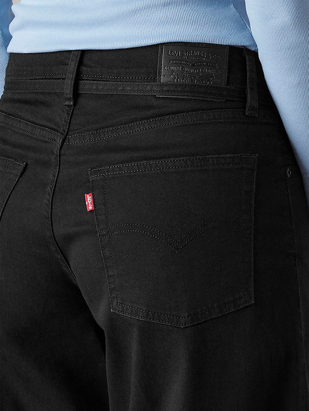 Women's 726 Black Flared Fit High Rise Redloop Jeans - Detail View