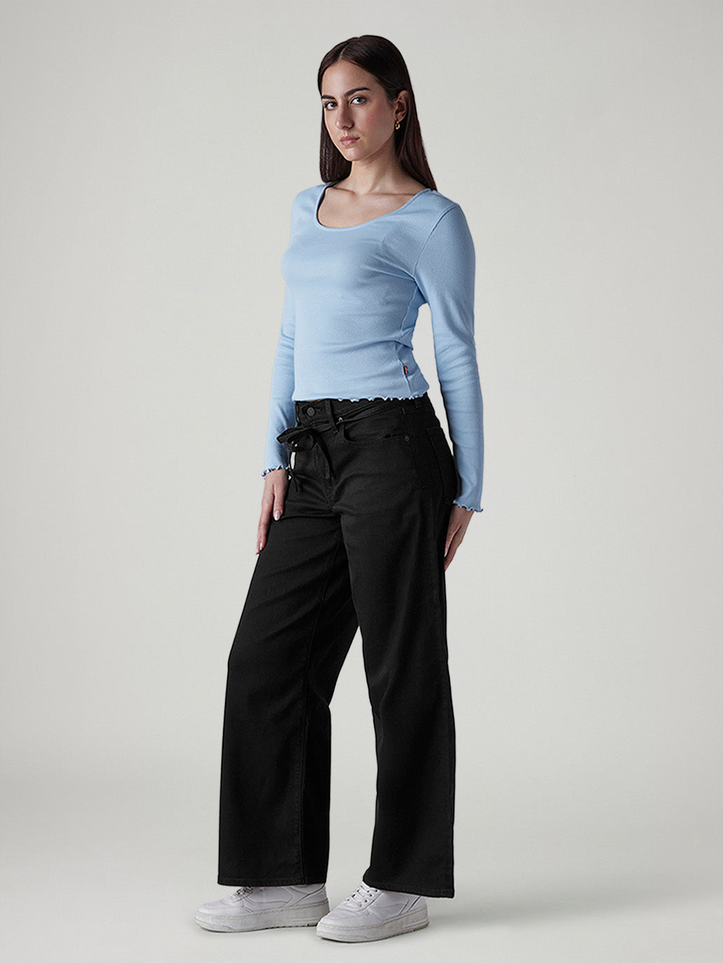 Women's 726 Black Flared Fit High Rise Redloop Jeans - Side View