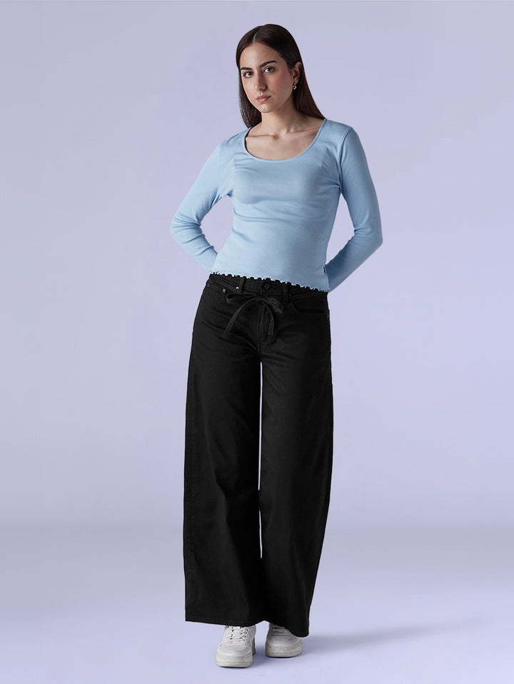Women's 726 Black Flared Fit High Rise Redloop Jeans