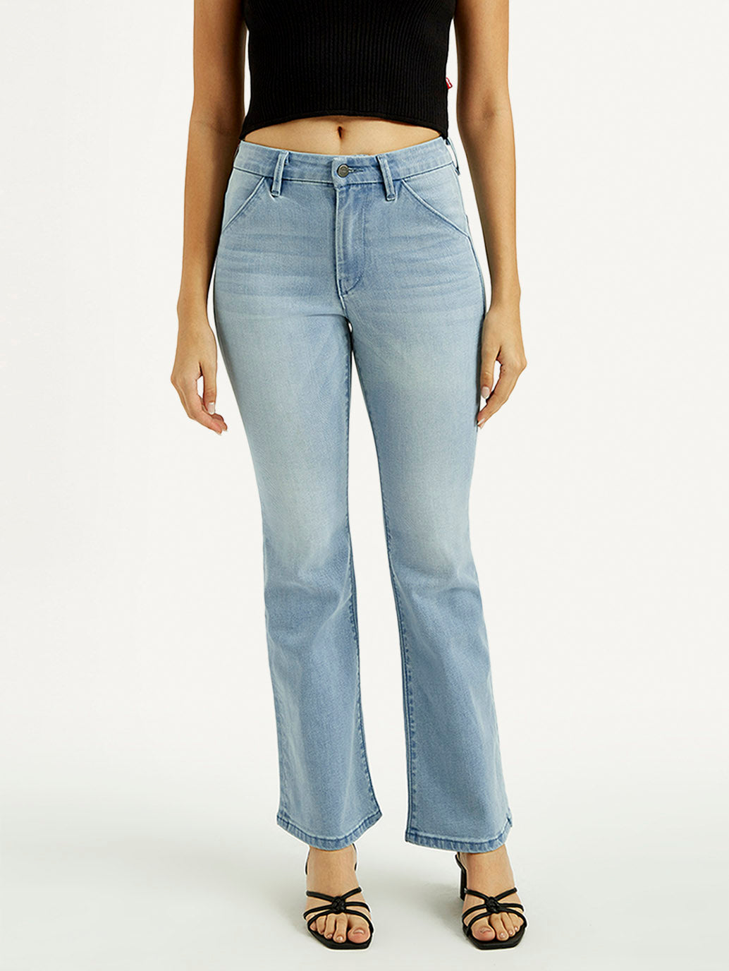 Women's Redloop 726 Light Indigo Flared Fit High Rise Jeans - Front View