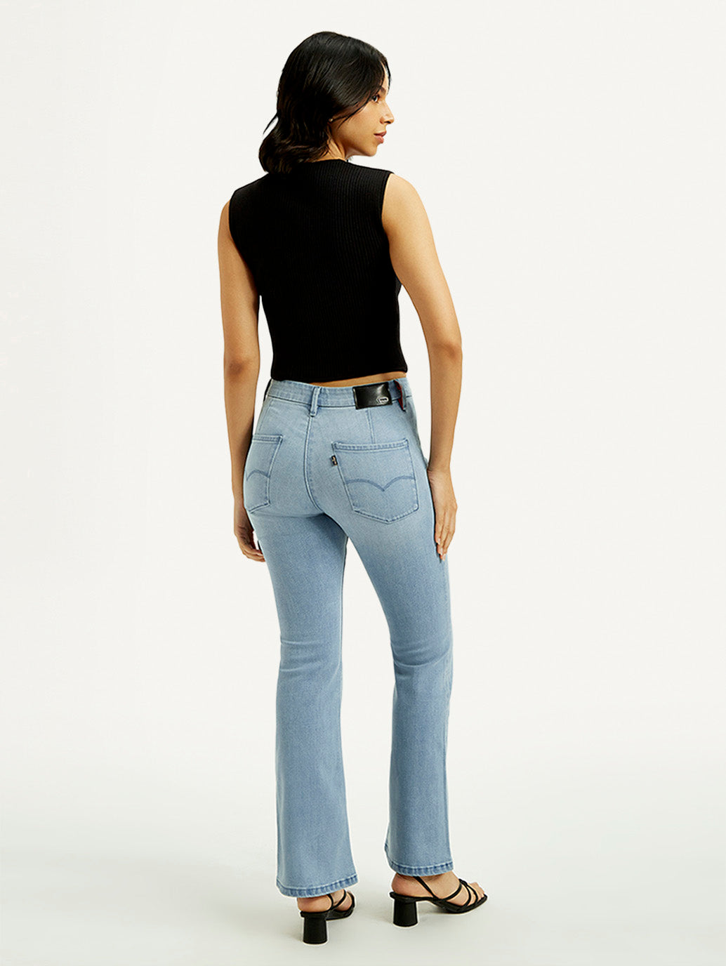 Women's Redloop 726 Light Indigo Flared Fit High Rise Jeans - Back View
