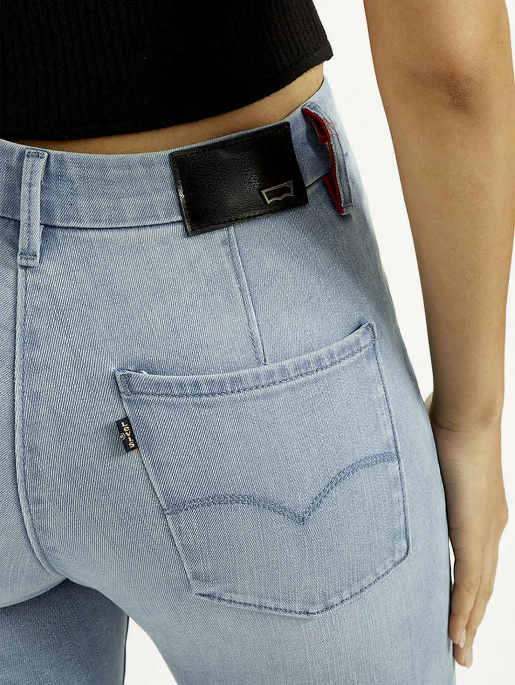 Women's Redloop 726 Light Indigo Flared Fit High Rise Jeans - Detail View