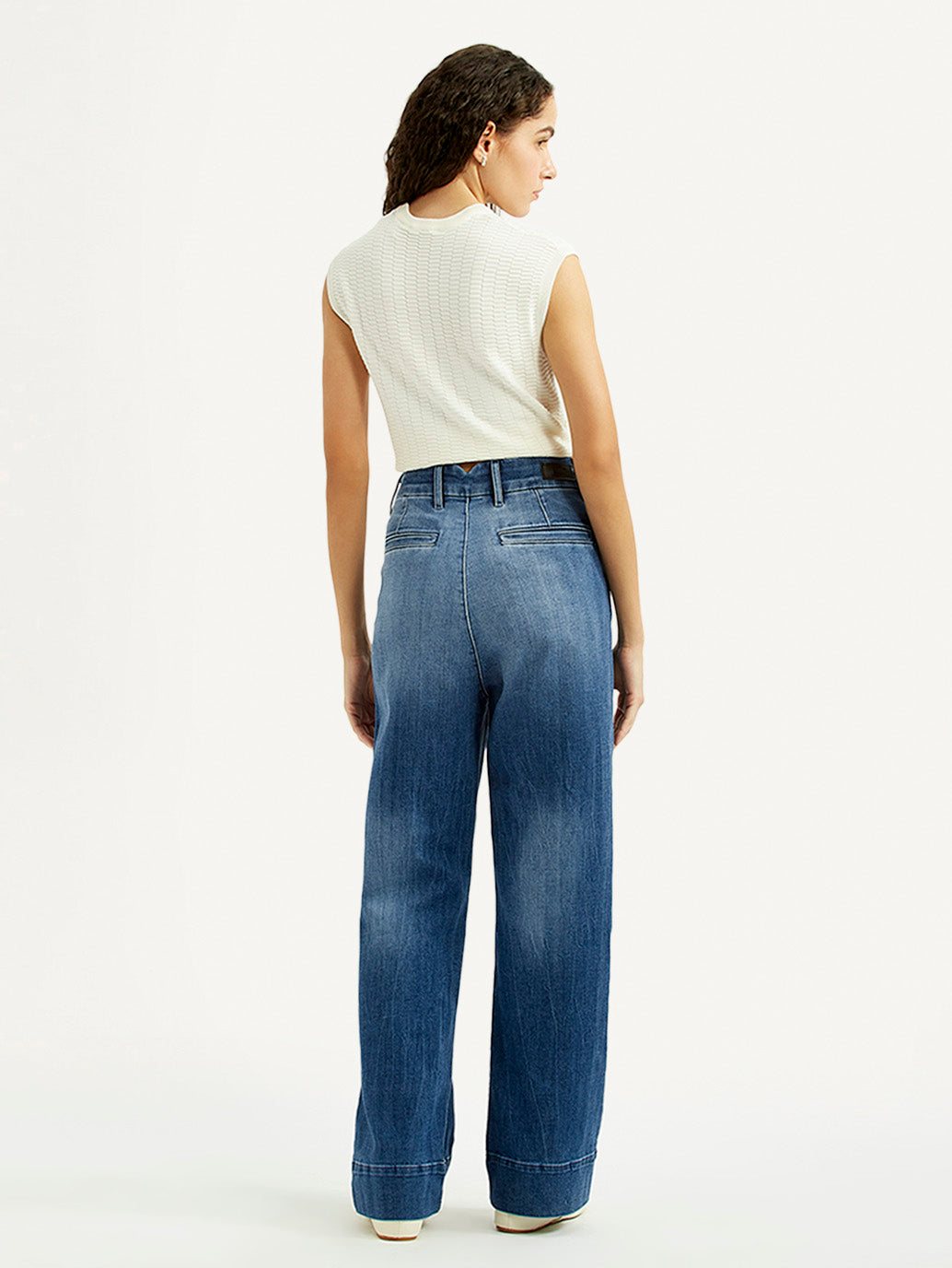 Women's Redloop Blue Loose Fit High Rise Jeans - Back View