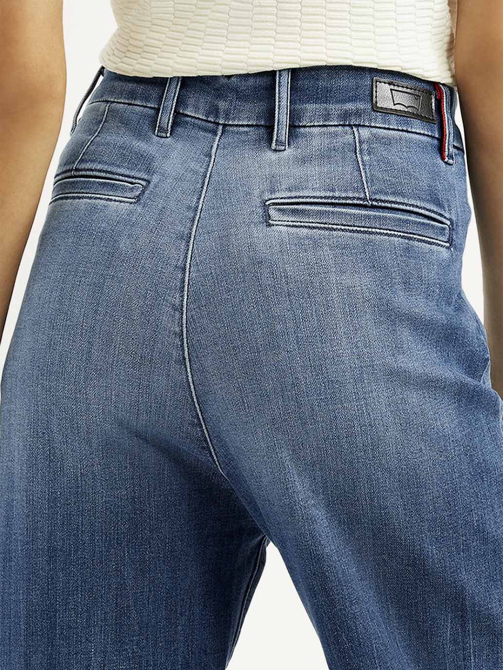 Women's Redloop Blue Loose Fit High Rise Jeans - Detail View