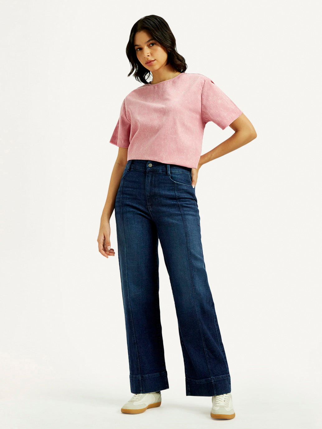 Women's Redloop Dark Indigo Mile High Wide Leg Fit High Rise Jeans