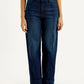 Women's Redloop Dark Indigo Mile High Wide Leg Fit High Rise Jeans - Front View