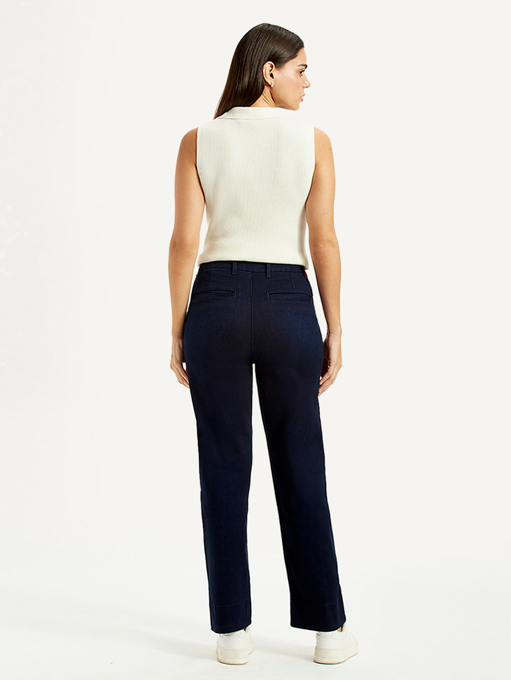 Women's Redloop Dark Blue Ribcage Straight Fit High Rise Jeans - Back View