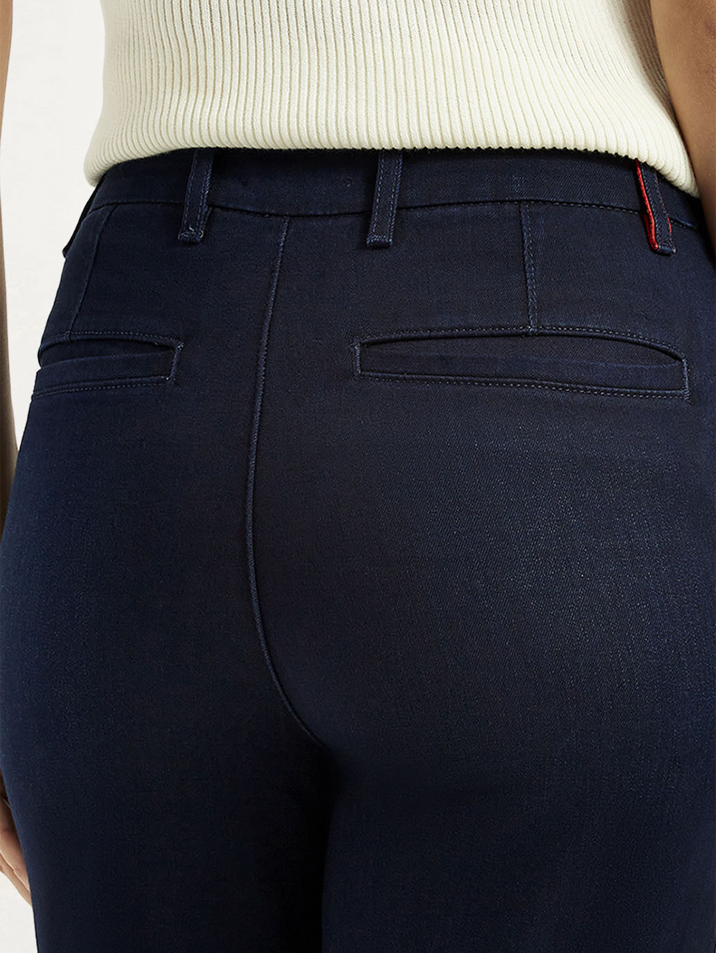 Women's Redloop Dark Blue Ribcage Straight Fit High Rise Jeans - Detail View