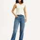 Women's Redloop Blue Ribcage Straight Fit High Rise Jeans - Styleshot View