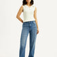 Women's Redloop Blue Ribcage Straight Fit High Rise Jeans - Front View