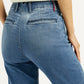 Women's Redloop Blue Ribcage Straight Fit High Rise Jeans - Detail View