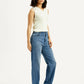 Women's Redloop Blue Ribcage Straight Fit High Rise Jeans - Side View