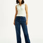 Women's Redloop Dark Blue Ribcage Straight Fit High Rise Jeans - Front View