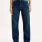 Women's Redloop Dark Blue Ribcage Straight Fit High Rise Jeans - Front View